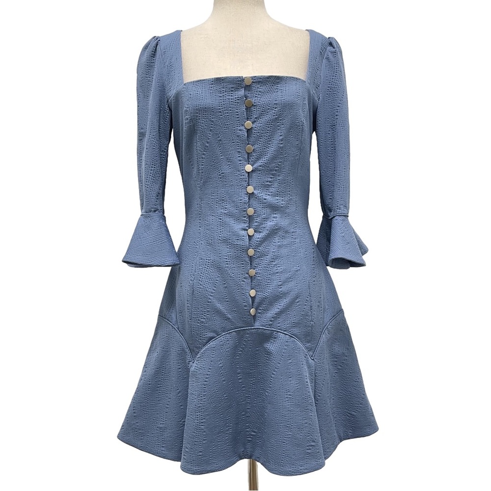 Elliatt Flounce Sleeve Textured Sapphire Mini Dress Size Small